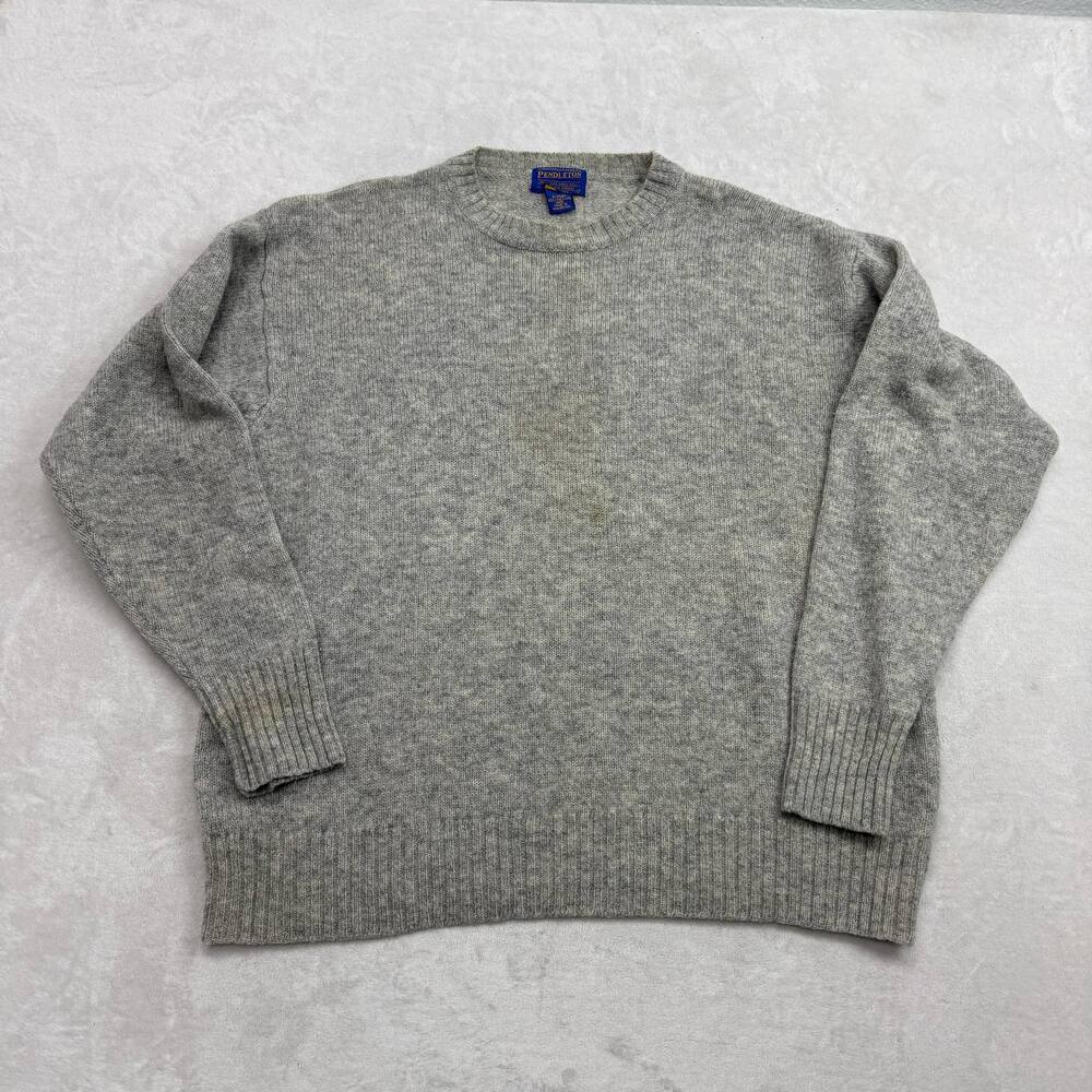 Pendleton Men's Sweater Grey Size XL Shetland Wool Crewneck Pullover Vintage